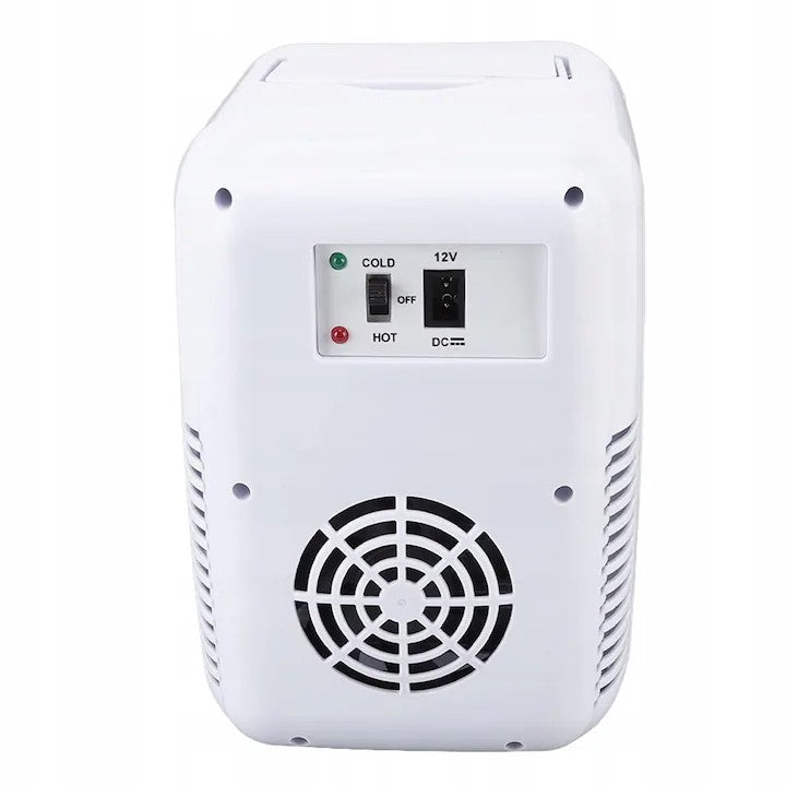 Frigider auto portabil 2 în 1 AT PERFORMANCE®, 12V, 4L, cu funcție de răcire și încălzire, ușor și compact – Alb/Albastru, ideal pentru mașină și camping